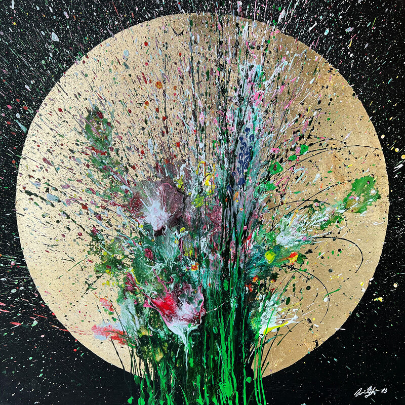 Akrylmålning Moon series: Flower moon av Joacim Broström • JoacimArt