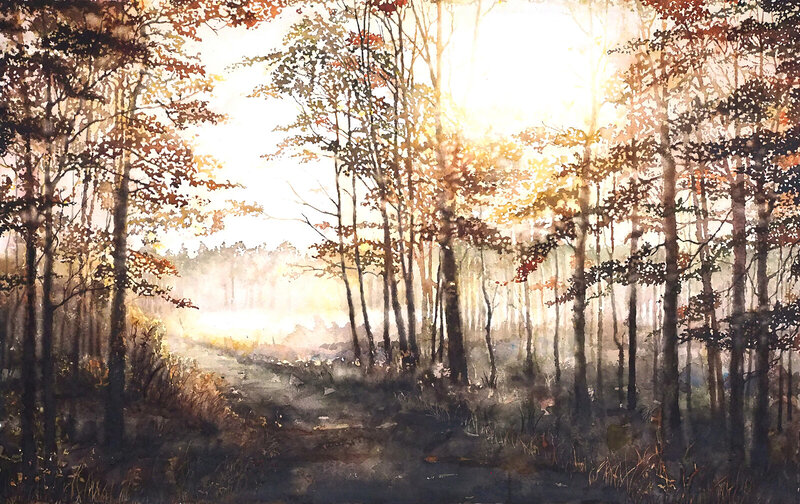 Akvarell Lövskog, Maria Lagesson