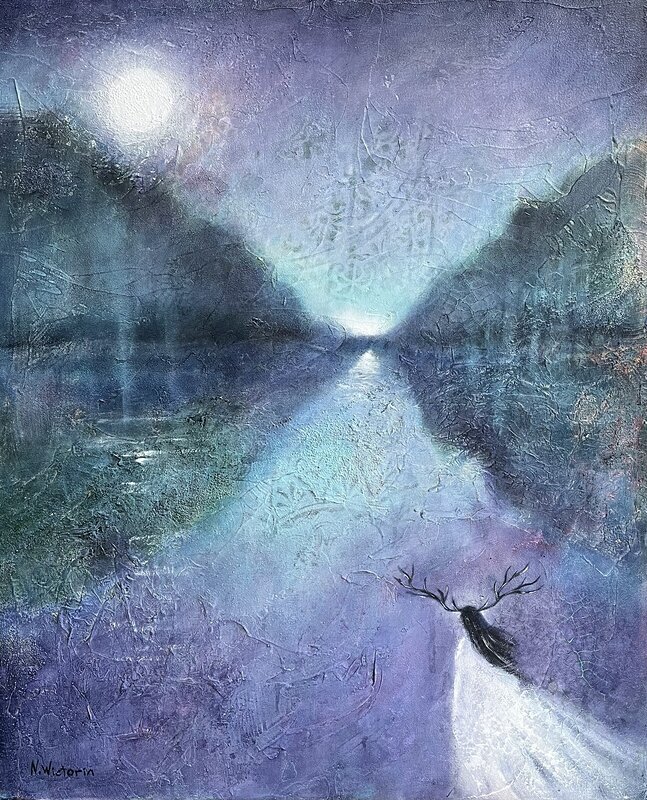 Akrylmålning The Lady of the Lake av Nina Wictorin