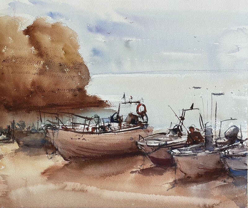 Akvarell Praia de Nossa Senhora da Rocha, Stefan Gadnell