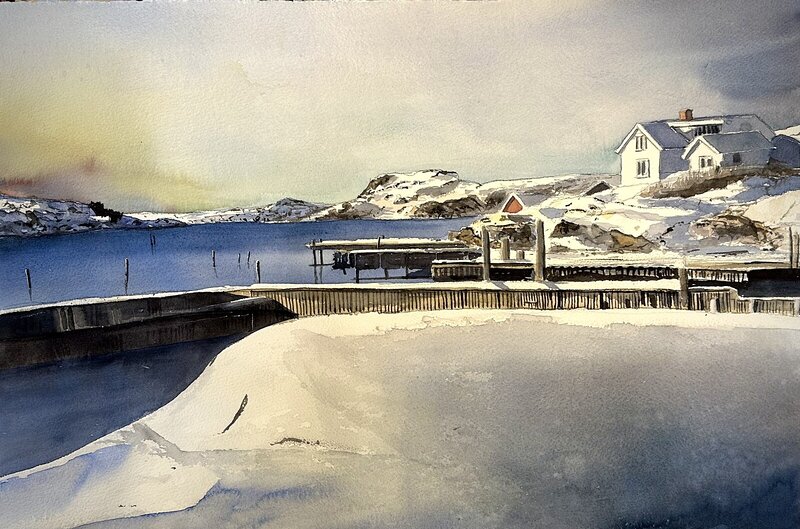 Akvarell Morgonsol av Kalle Nilsson