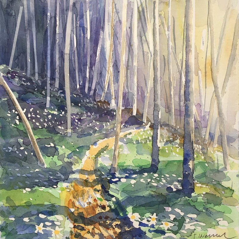Akvarell Vårljus (Vägeröds dalar) av Tord Wennerblom