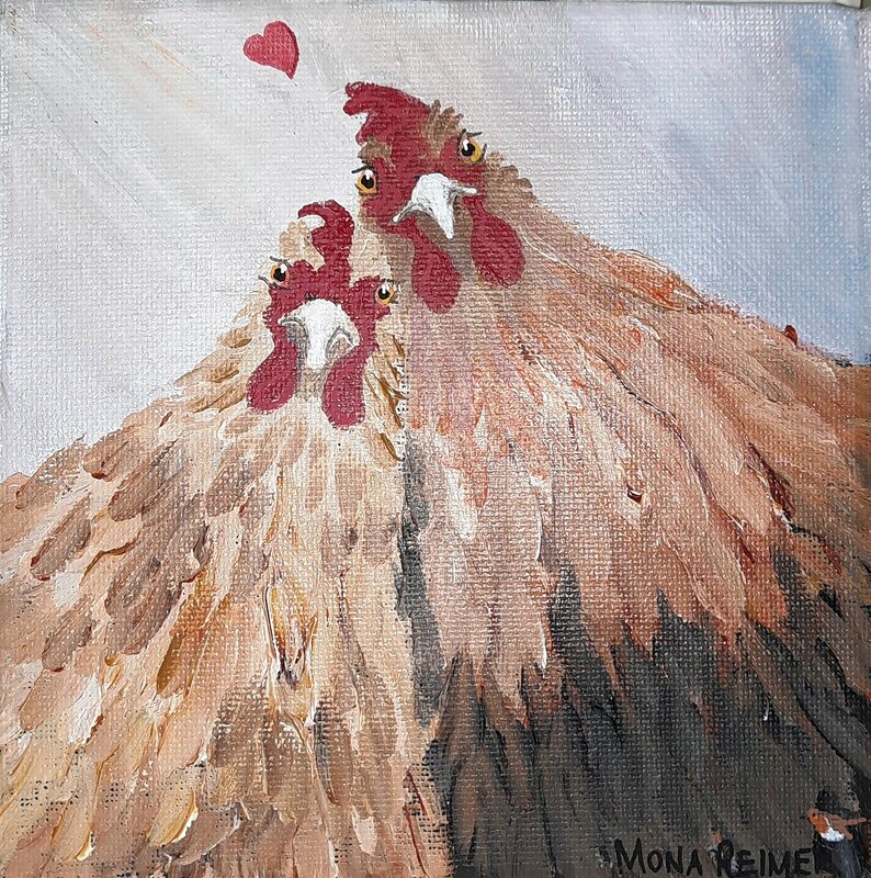 Akrylmålning Love is in the air (E) av Mona Reimer