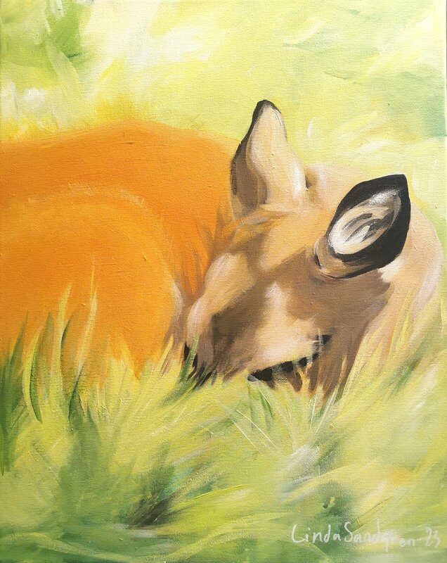 Akrylmålning Oh Deer, Linda Sandgren