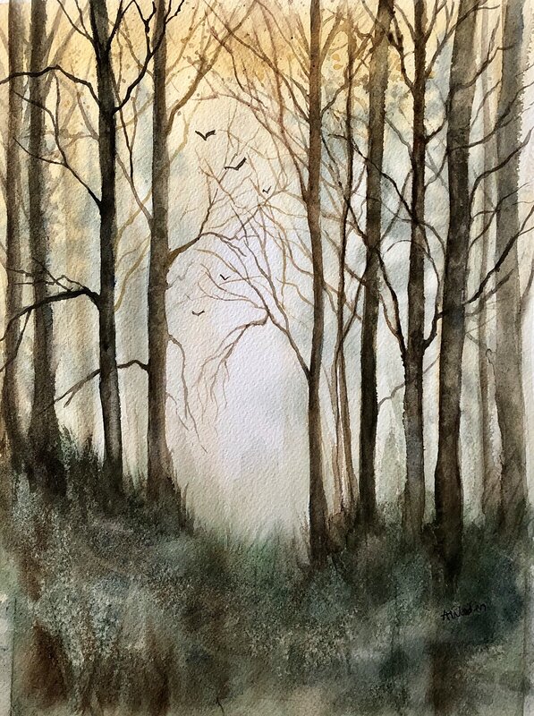 Akvarell I skogsbrynet. av Annelie Wadin