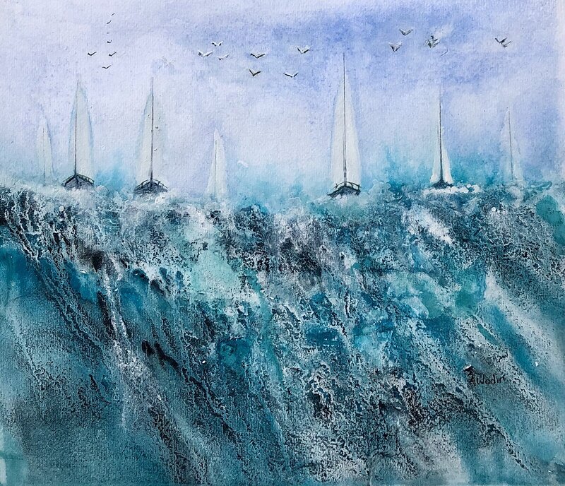 Akvarell Segel-regatta av Annelie Wadin