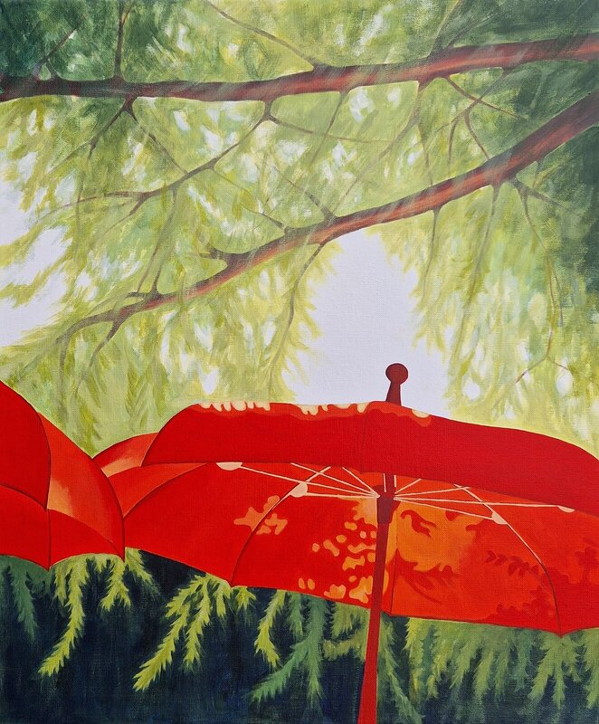 Akrylmålning Parasoll av Isabelle Ljungbacke