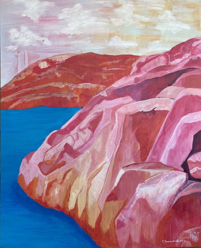 Akrylmålning Röda klippor av Caroline Svennerstedt