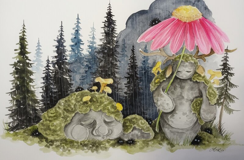 Akvarell Regnväder av Anna Komstadius