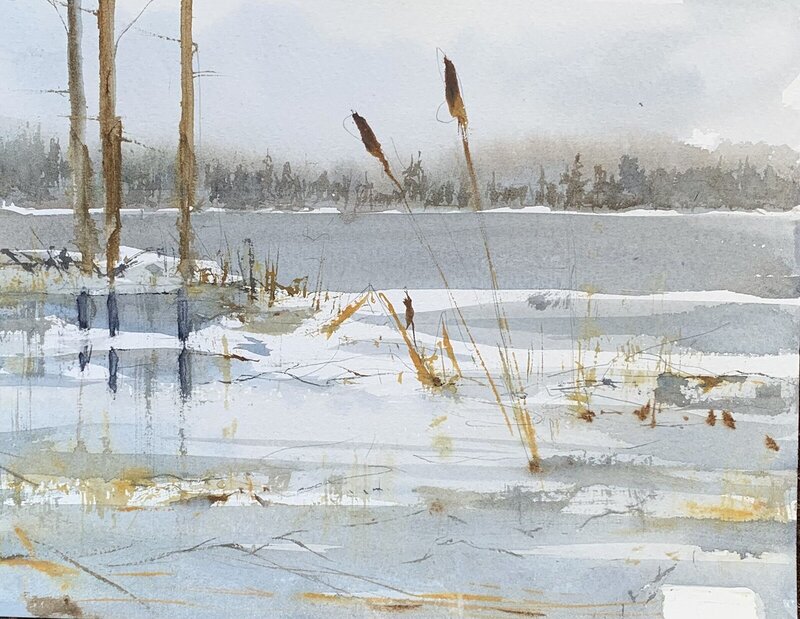 Akvarell Grå sjö av Anders Andersson