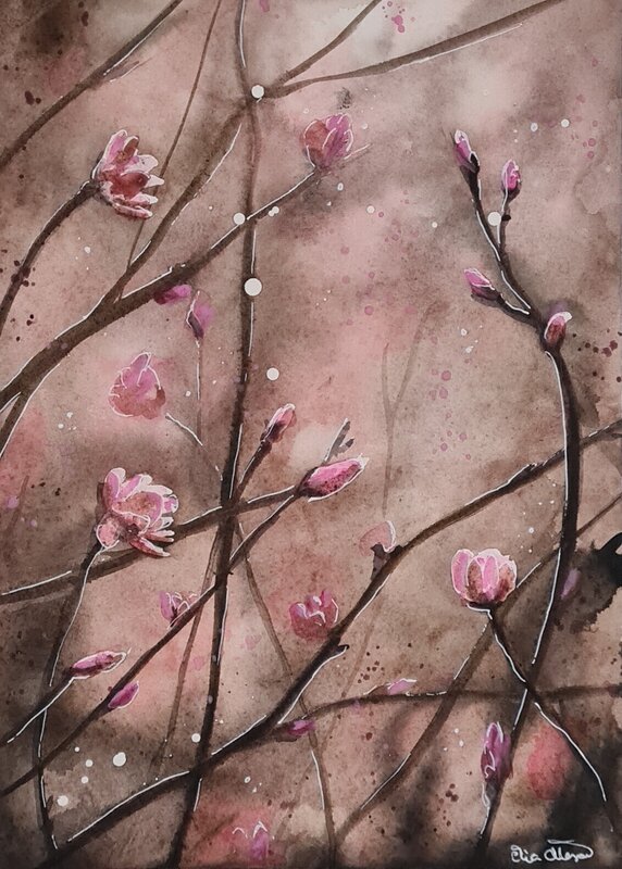 Akvarell Magnolia av Mia Älegård