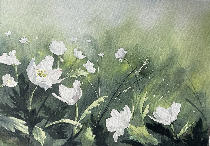 Akvarell Då våren börjar av Caroline Kohn