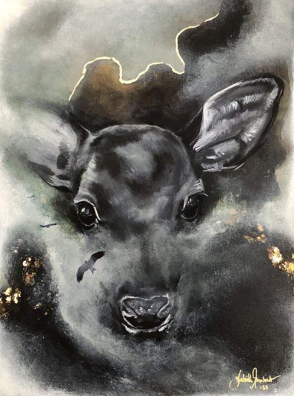 Akrylmålning Dina rådjursögon av Gabriella Marmbrandt