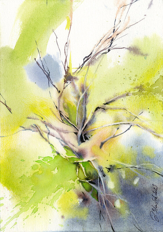 Akvarell Trädet utanför fönstret, Olga Sternyk