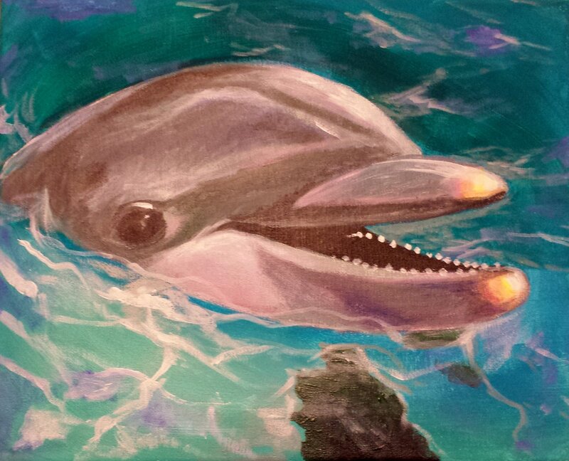 Akrylmålning Delfin av Juliana Boneva