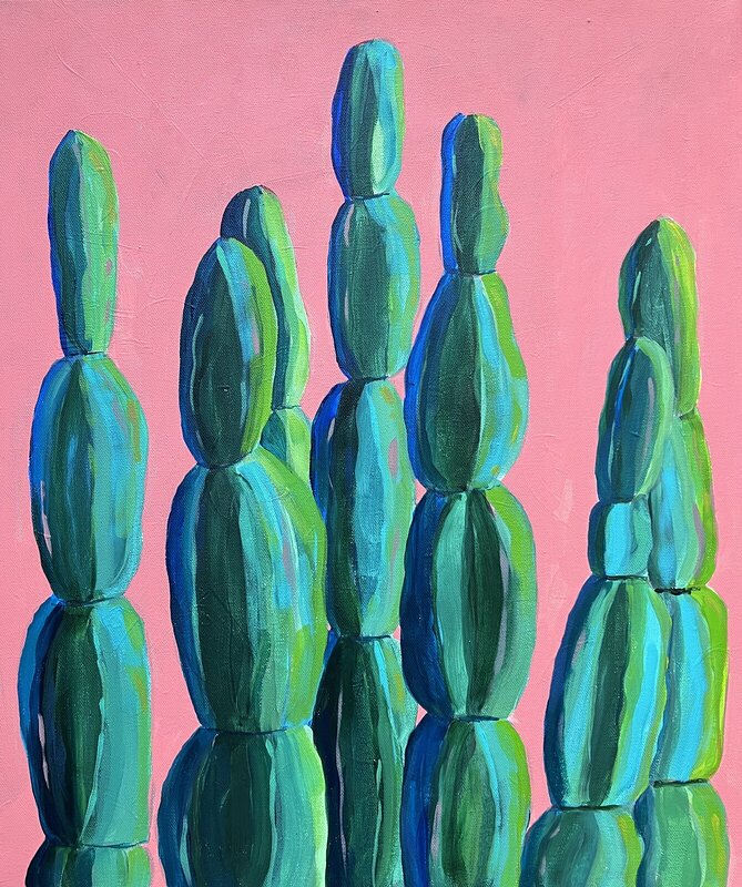 Akrylmålning Kaktus av Astrid Lind