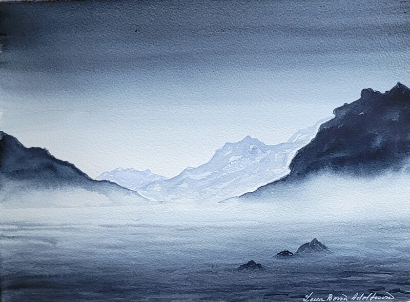 Akvarell Dramatiska berg, Lena Bovin Adolfsson