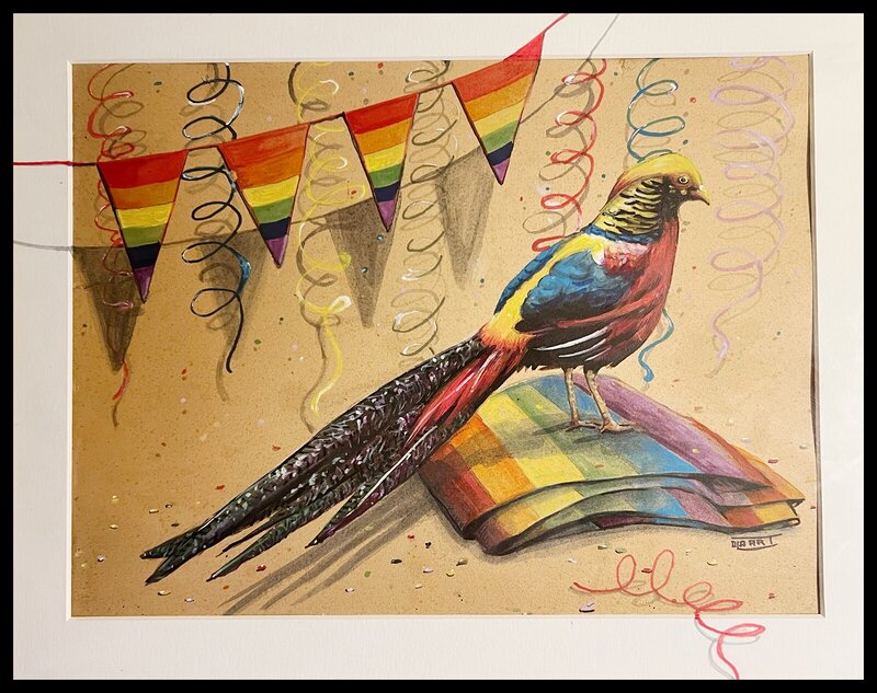 Akrylmålning Proud Bird av Ola Art