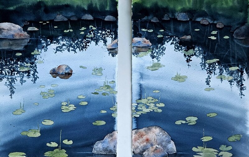 Akvarell Waterlillies av ZARAH AXGRIM