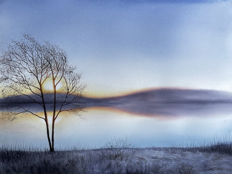 Akvarell Chilly dawn av Jeanette Malmberg