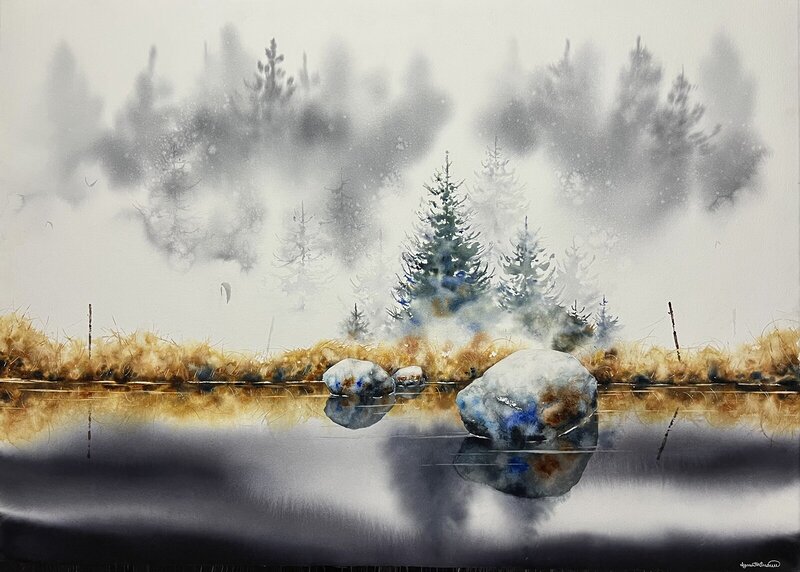 Akvarell In i dimman av Lynn Hofmann