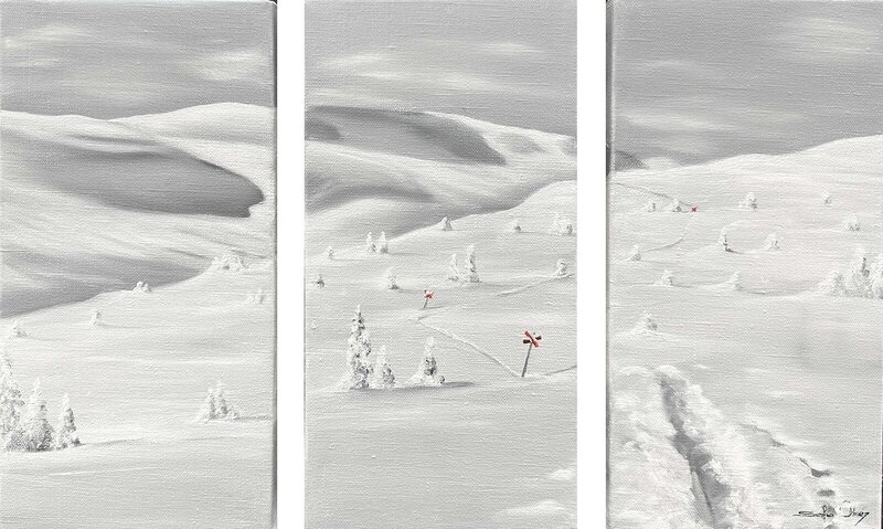 Oljemålning Vinterled Triptyk av Sofia Ohlsén