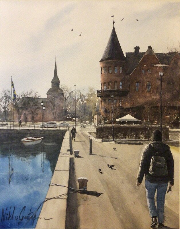 Akvarell Solsken av Niklas Gustafsson
