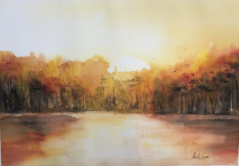 Akvarell Vibrant colours of autumn av Märith Sovin