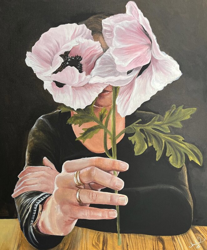 Akrylmålning Wallflower av Anna Olofsson