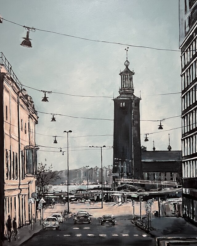 Akrylmålning City Hall av Matilda Skoglund