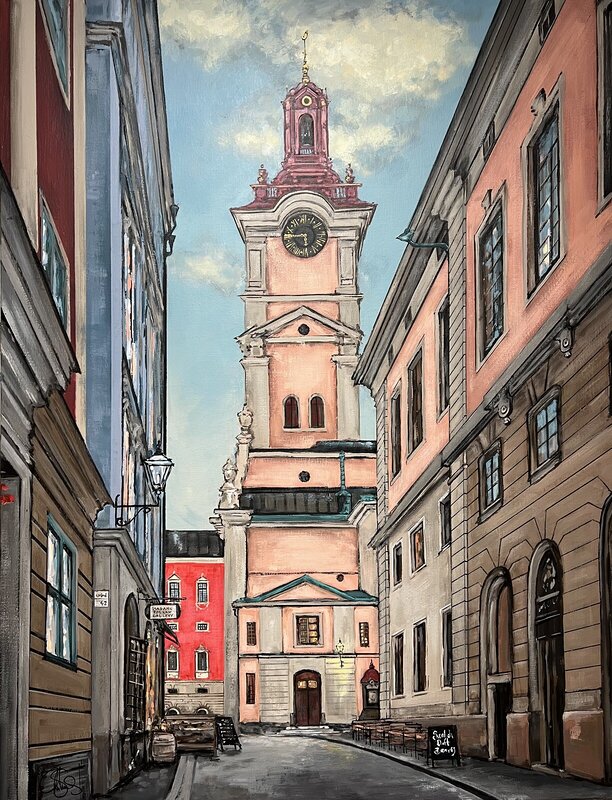 Akrylmålning Storkyrkan av Matilda Skoglund