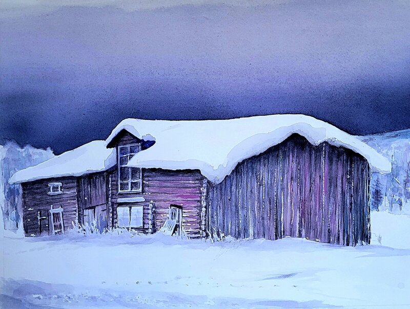 Akvarell Tidig vinter av Bo Wiktorsson