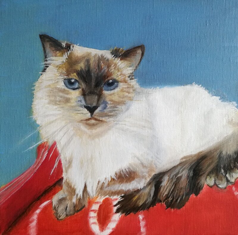 Oljemålning Katten Maja av Kajsa Stamenkovic