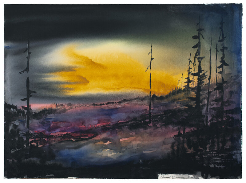 Akvarell Nattskog I av Daniel Zausnig