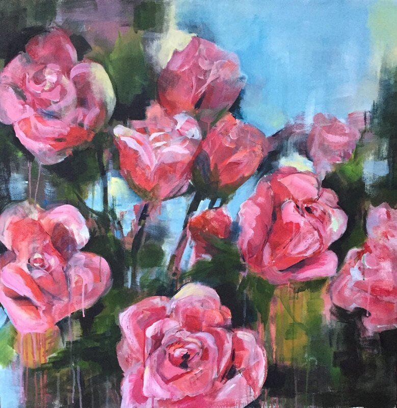 Akrylmålning Doften av rosor av Sirpa Tiderman