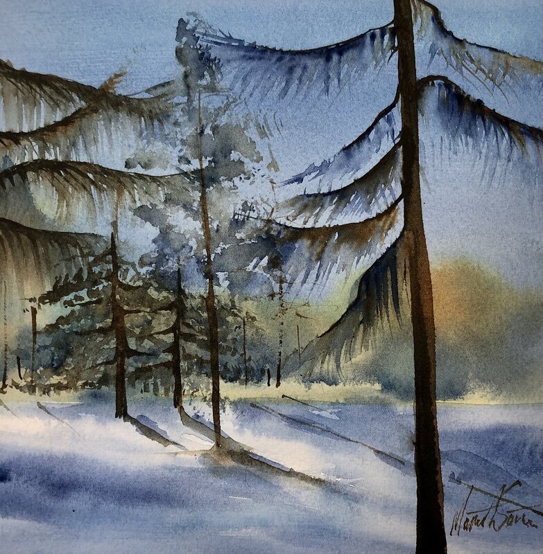 Akvarell Vinterlandskap 8 av Märith Sovin