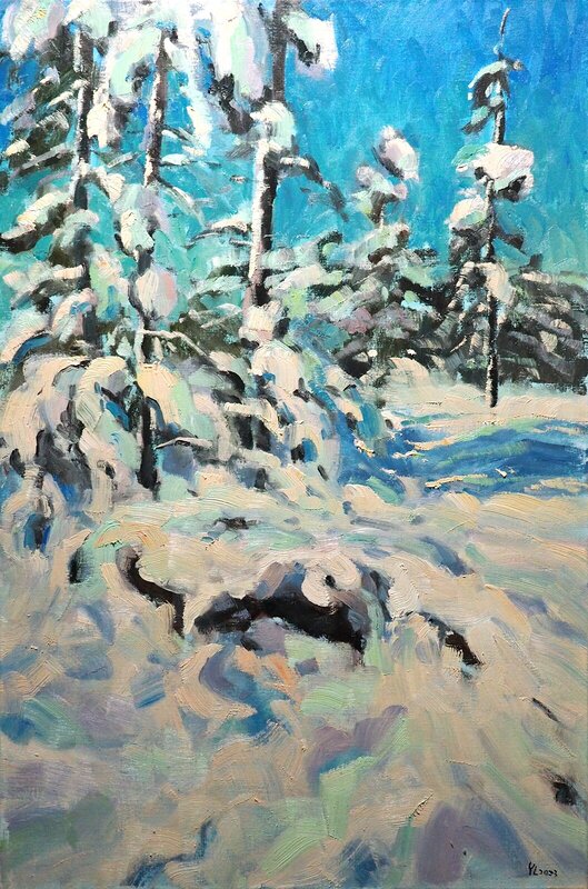 Oljemålning Vinterlandskap av Yuanyuan Liu