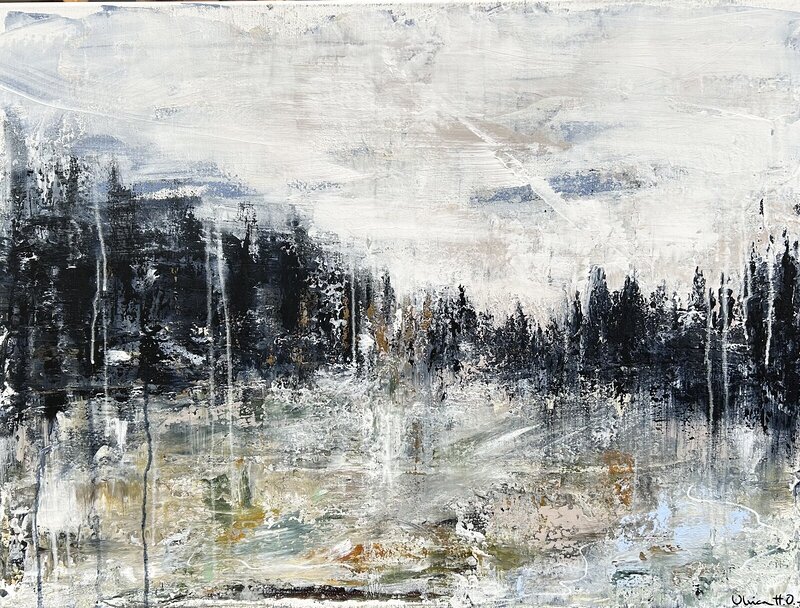 Akrylmålning Längs stigen mot skogen av Ulrica Halling Olsson