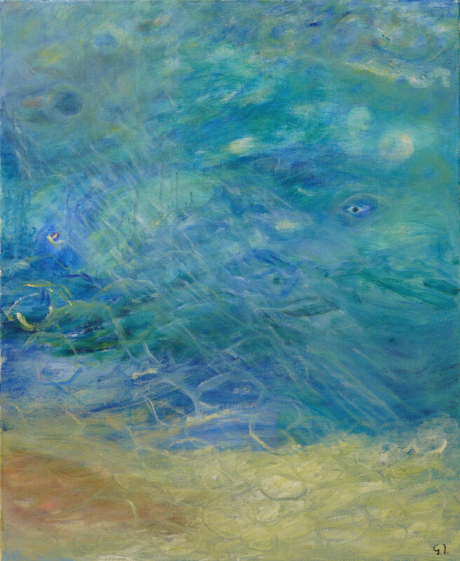 Oljemålning Ögat i havet av Gunilla Iversen