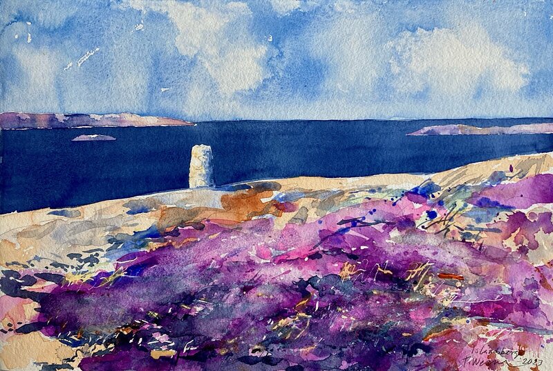 Akvarell Islandsberg av Tord Wennerblom