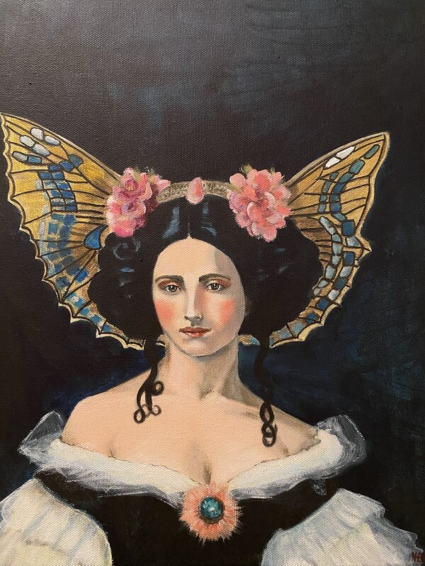 Akrylmålning Butterflyportrait nr:4 av Helena Berggren