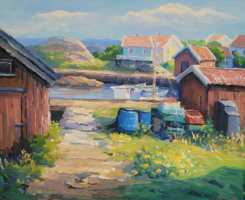 Oljemålning Sommar på käringön av Rosmarie Leisky