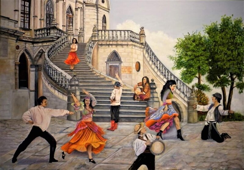 Oljemålning Gypsy dance av Kajsa Stamenkovic