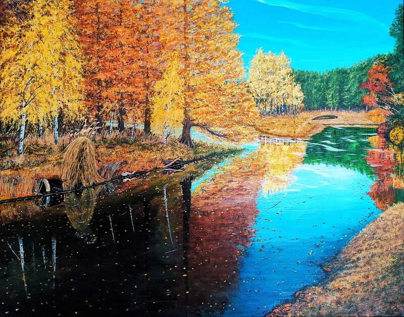 Akrylmålning Autumn mirror av Ola Arven