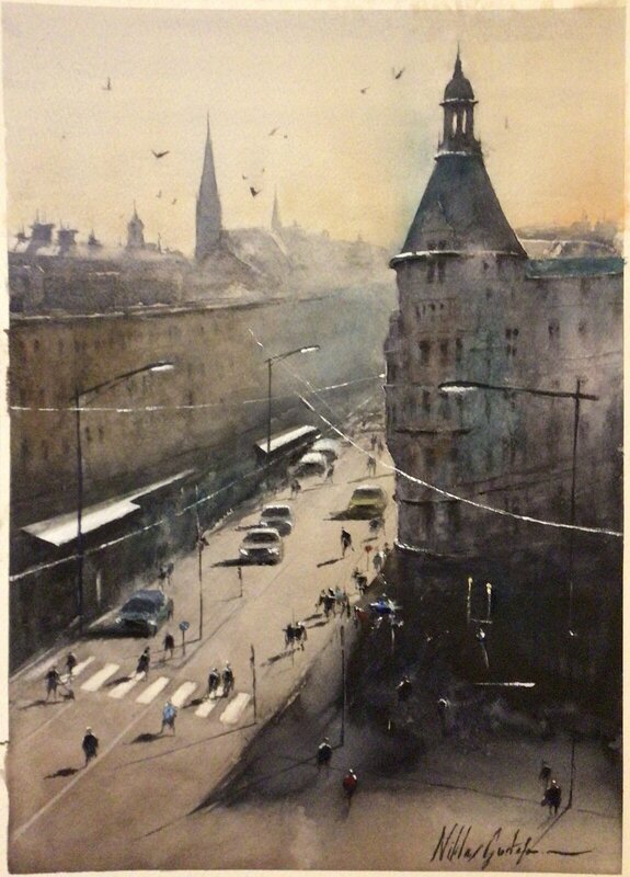 Akvarell Stockholm av Niklas Gustafsson