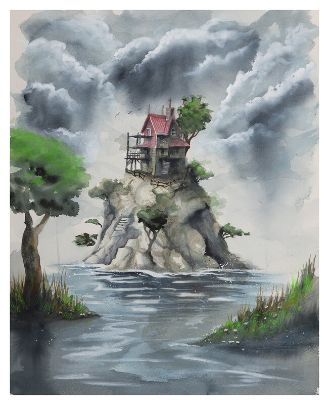 Akvarell Tiny island 13 av Mattias Norén