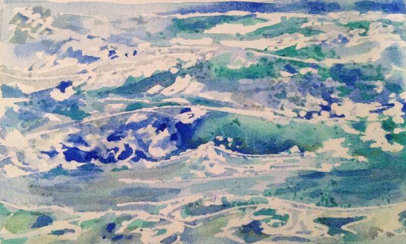 Akvarell Waves/vågor av Susanna Prestor