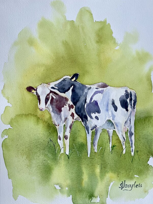 Akvarell Happy cows av Svitlana Vasylets