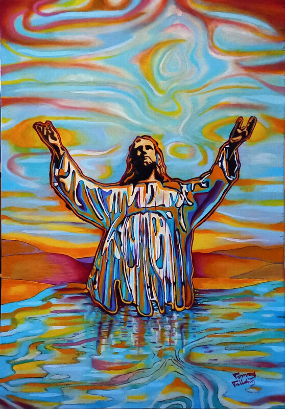 Oljemålning Jesus, jag är vägen, livet och sanningen. av Tommy Tallstig