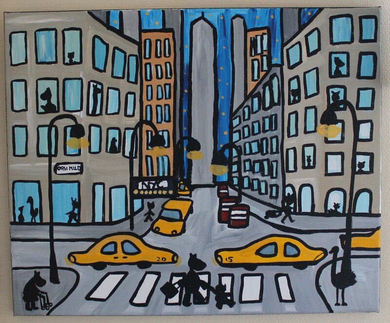 Akrylmålning NYC av Orsi Mild